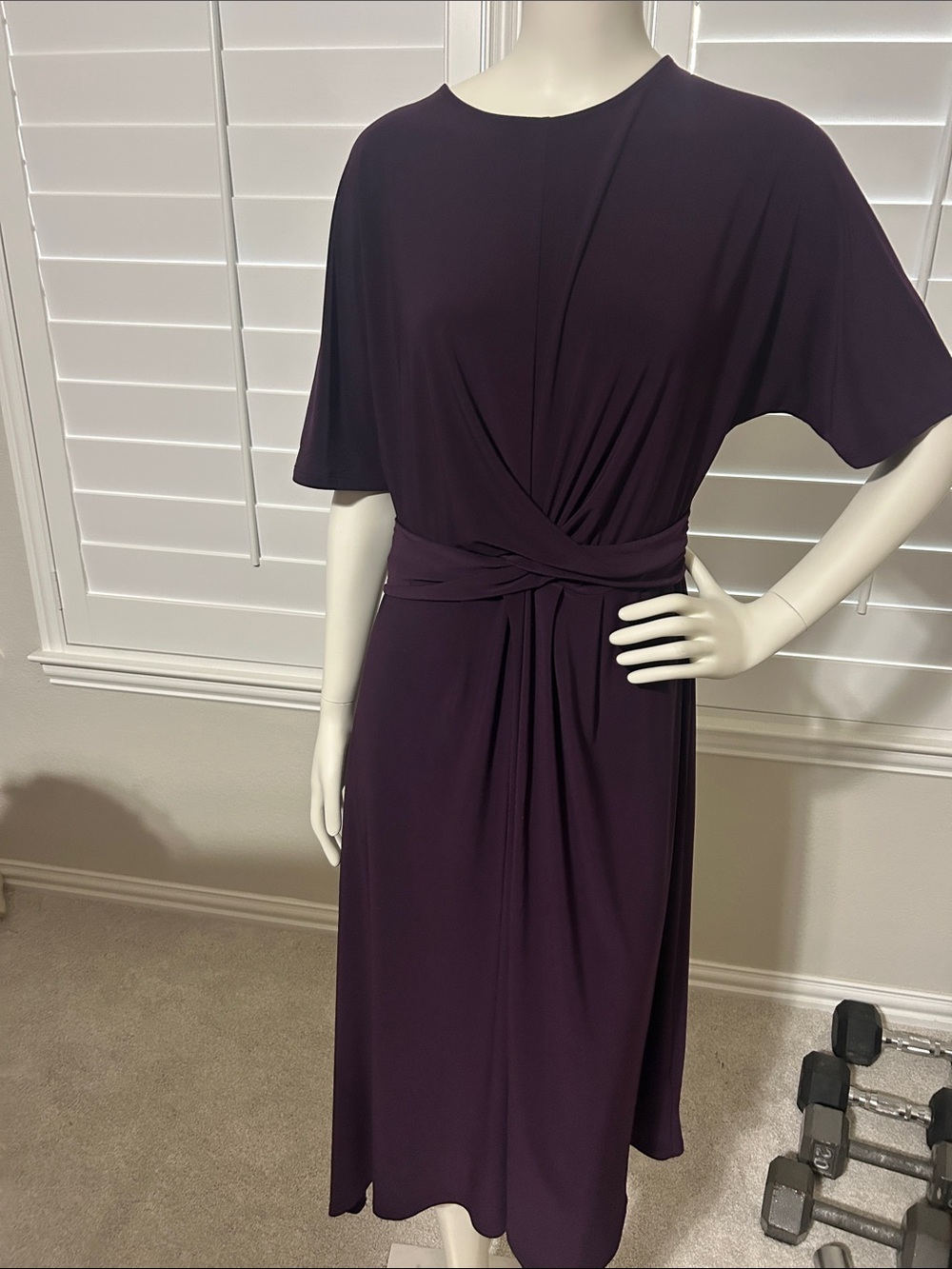 Topshop Deep Purple Twist-Waist Midi Dress